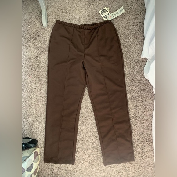 NWT Brown Laurente vintage petite pants. Tag is 16, probably a modern 12-14. - Picture 1 of 4